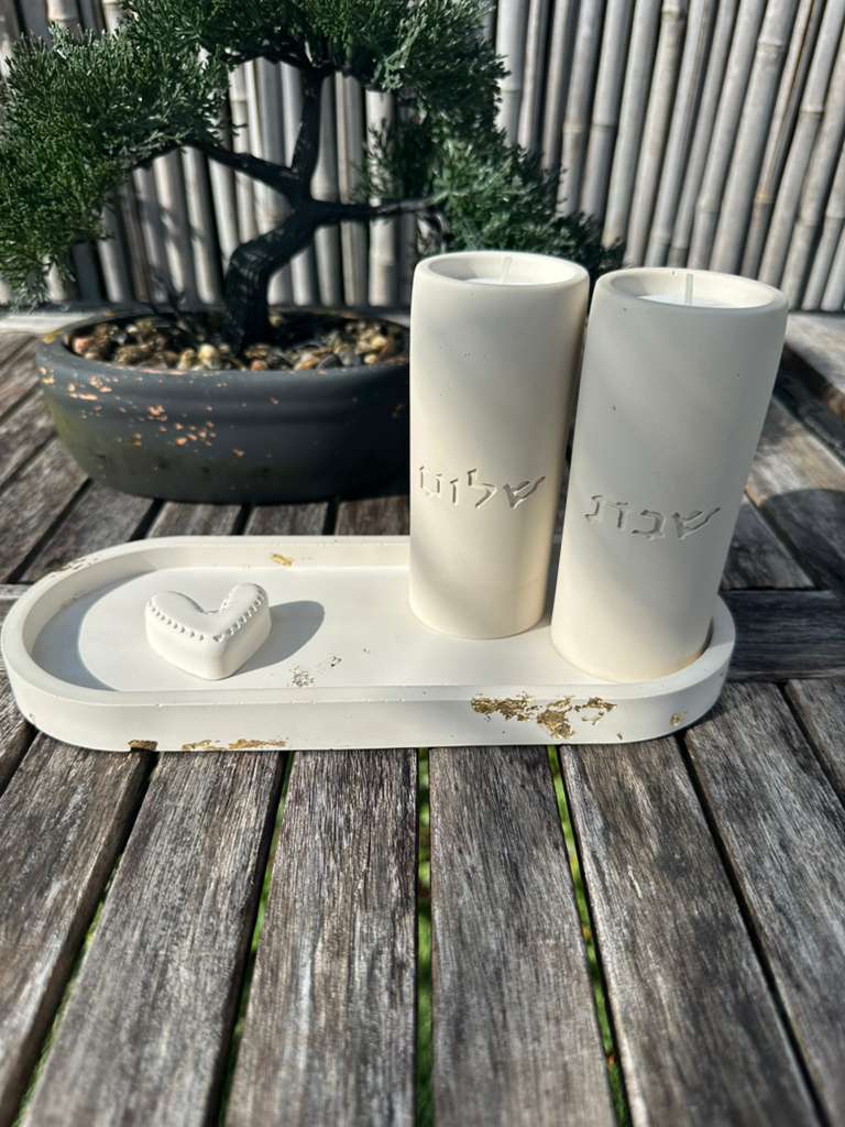 Handmade Concrete Shabbat Candle Holders