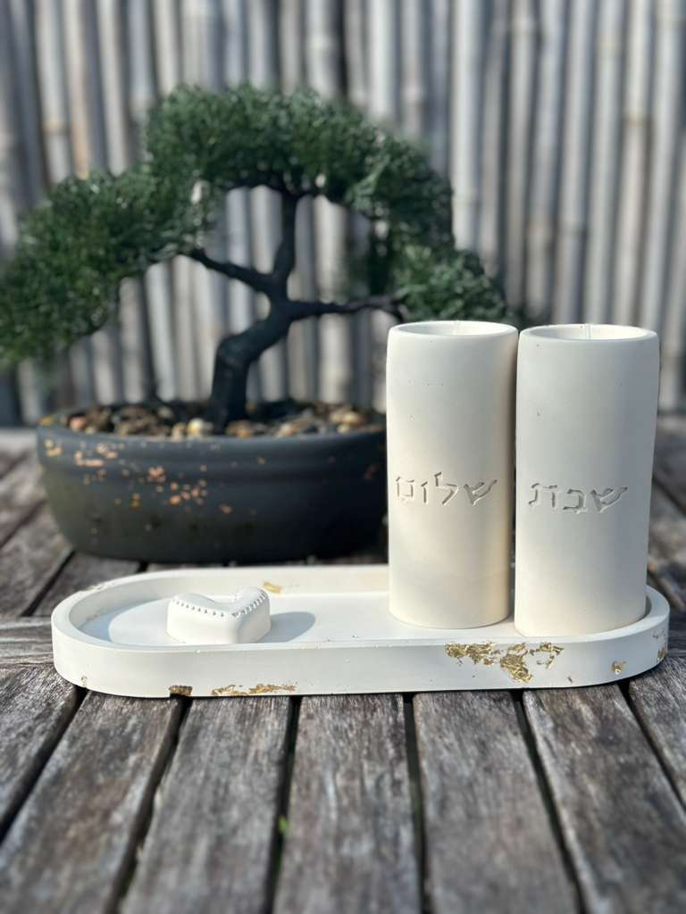 Handmade Concrete Shabbat Candle Holders