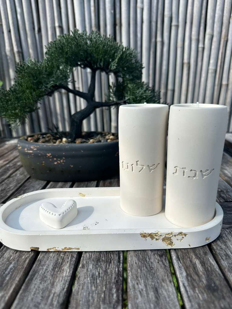 Handmade Concrete Shabbat Candle Holders