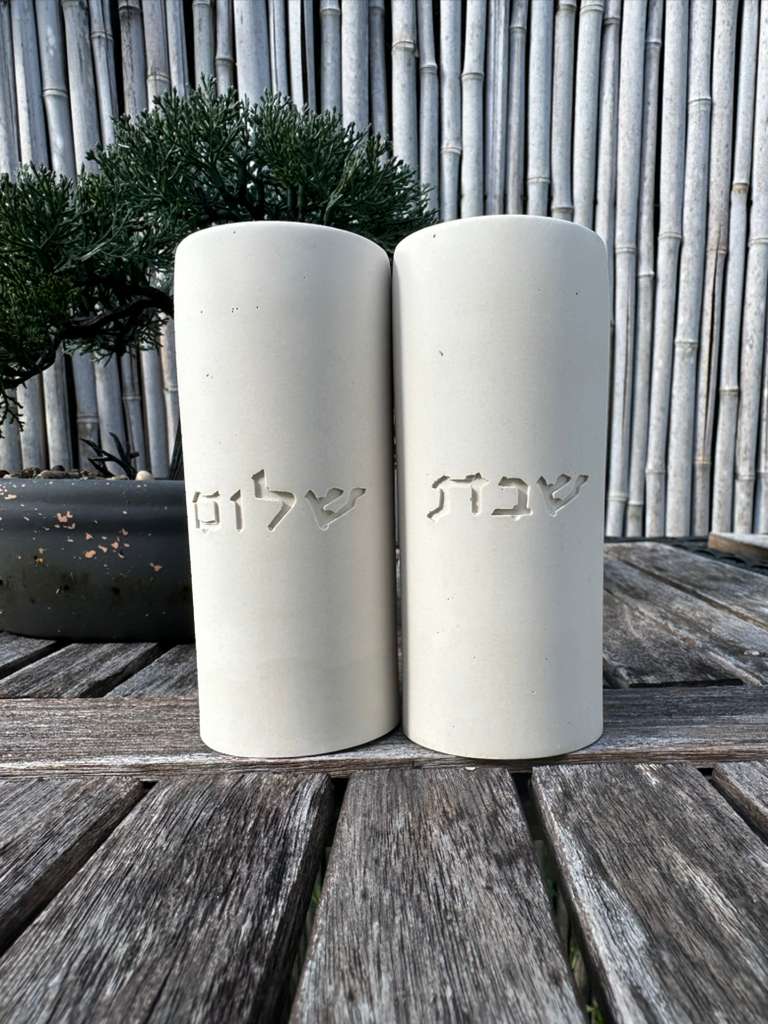 Handmade Concrete Shabbat Candle Holders