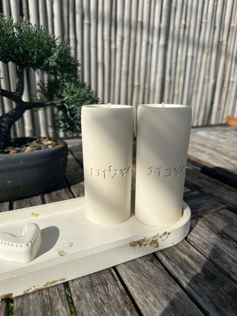 Handmade Concrete Shabbat Candle Holders