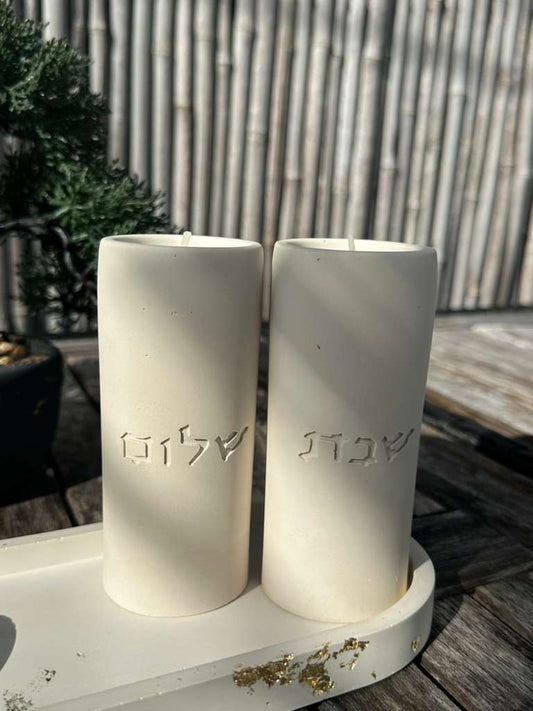 Handmade Concrete Shabbat Candle Holders