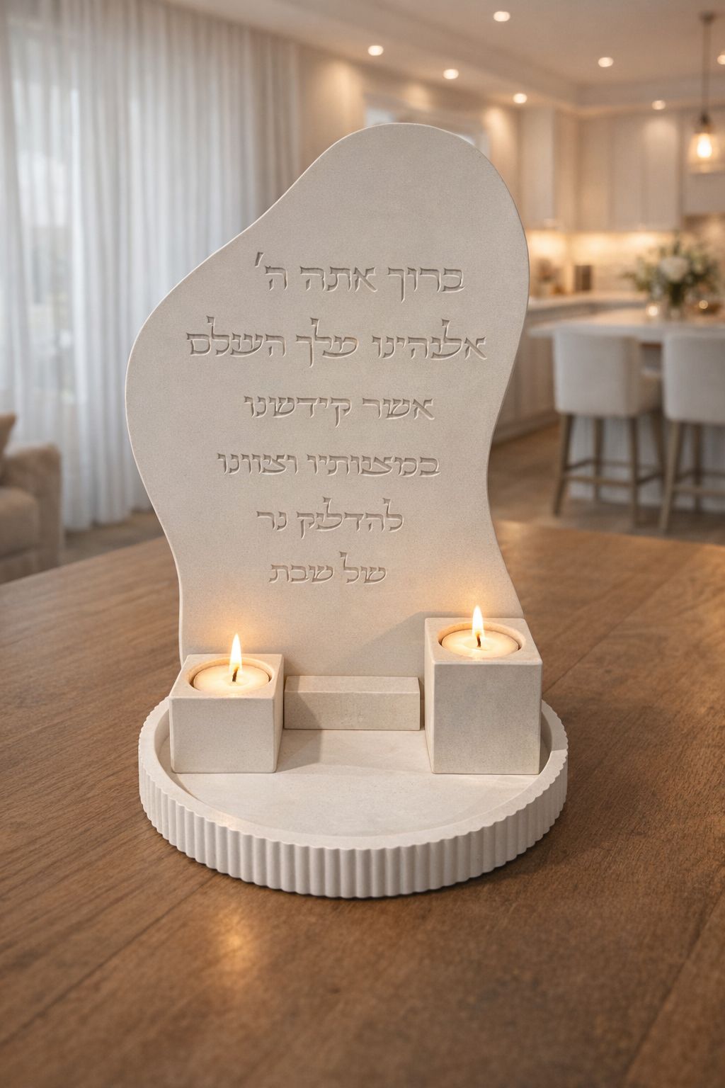 Shabbat Candle Lighting Set with Square Candle Holders in Different Heights