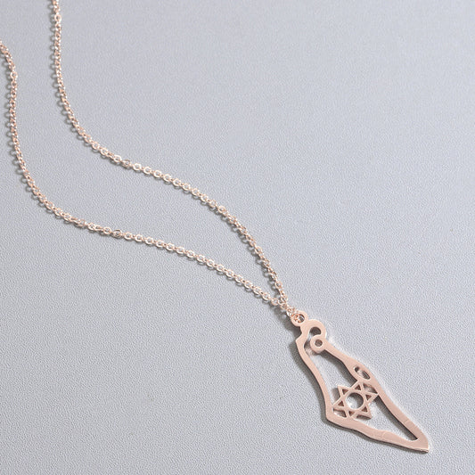 Israel Map Pendant Necklace Jewish Jewelry Clavicle Chain Jewelry