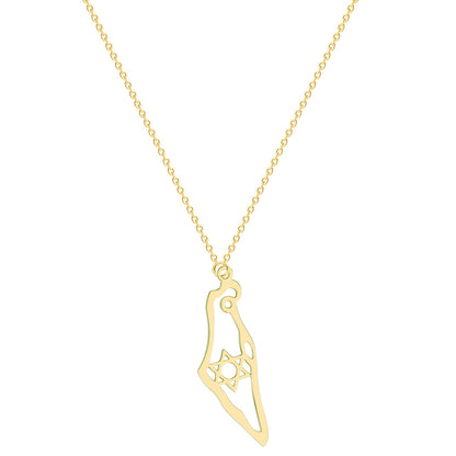 Israel Map Pendant Necklace Jewish Jewelry Clavicle Chain Jewelry