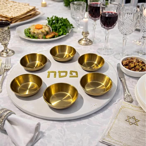 Concrete seder plate - gold