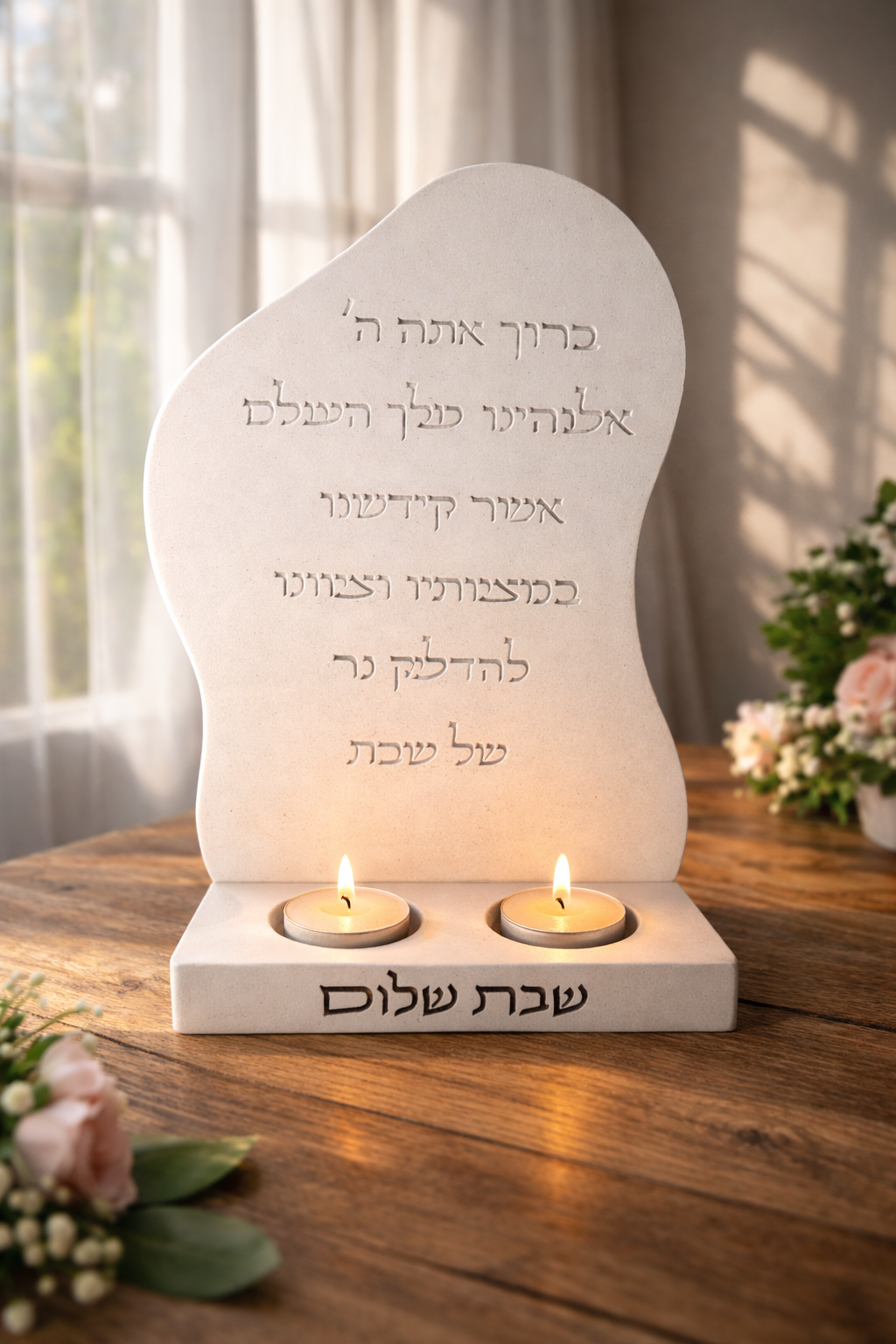 2 Candle holders - shabbat set - שבת שלום