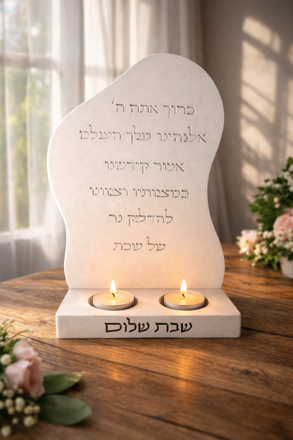 2 Candle holders - shabbat set - שבת שלום