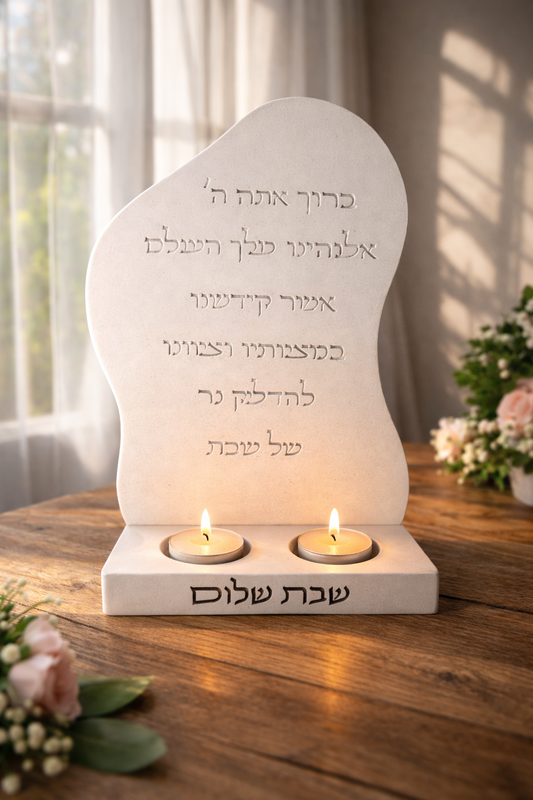 2 Candle holders - shabbat set - שבת שלום