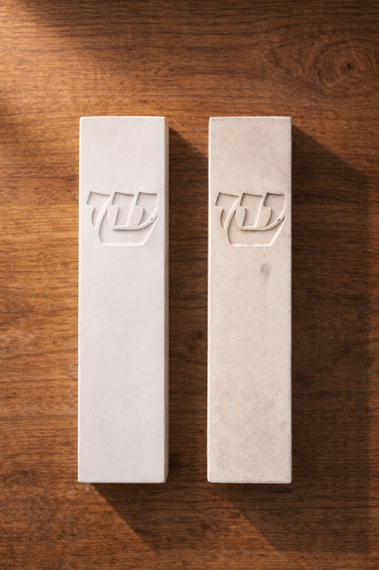 Jerusalem Stone Style Mezuzah with Biblical Shin