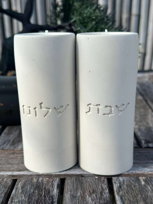 Handmade Concrete Shabbat Candle Holders
