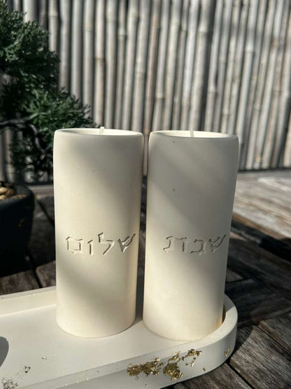 Handmade Concrete Shabbat Candle Holders